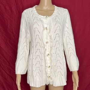 Ashley Judd Ruffled Front Bell Sleeve Cardigan XL